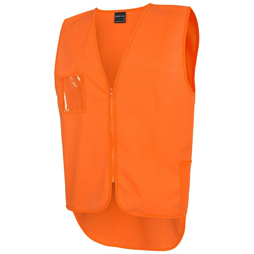 JB's Wear 6HVSW Hi Vis Zip Drop Tail Safety Vest - Side View | color:Orange|view:side
