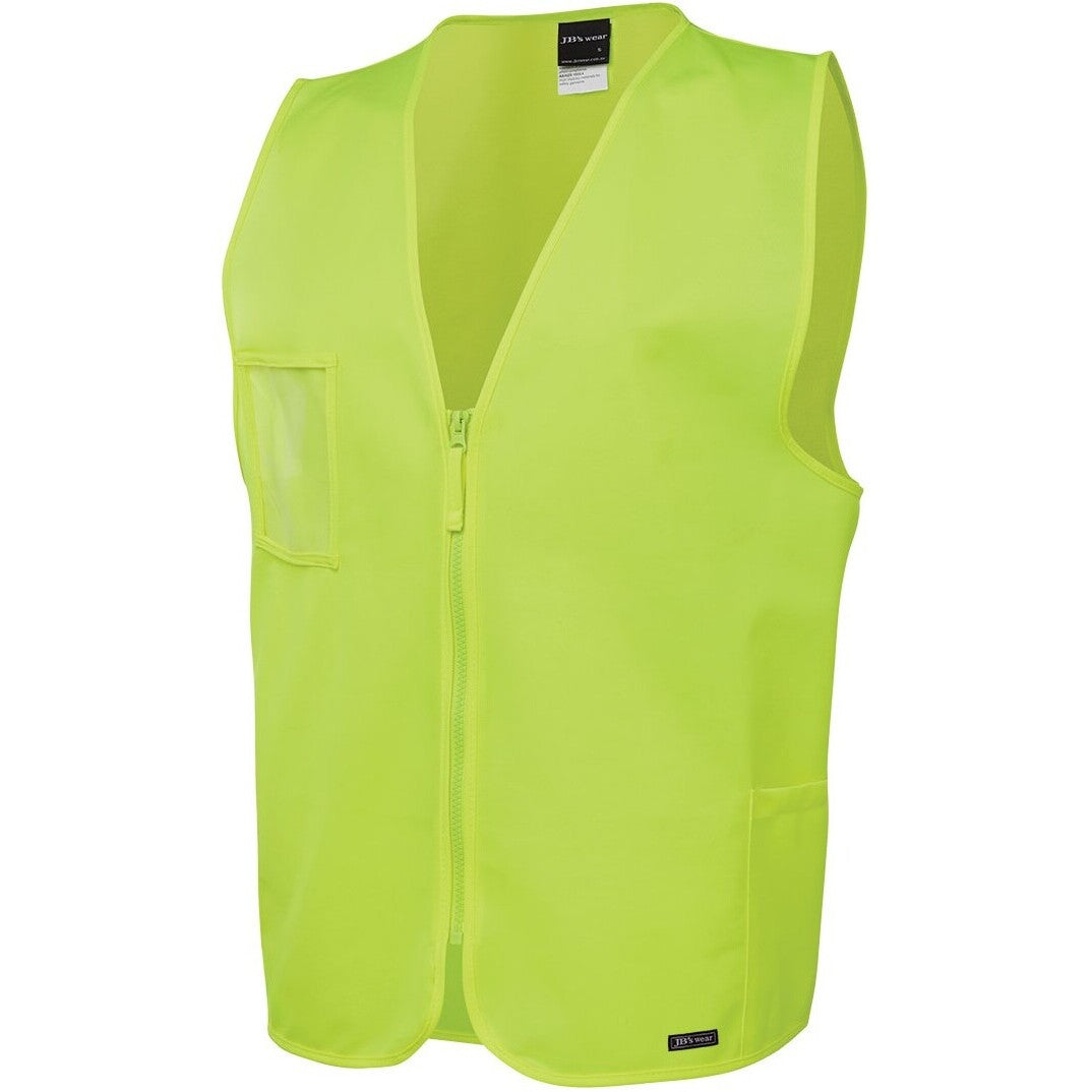 JB's Wear 6HVSZ Hi Vis Zip Safety Vest - Side View | color:Lime|view:side