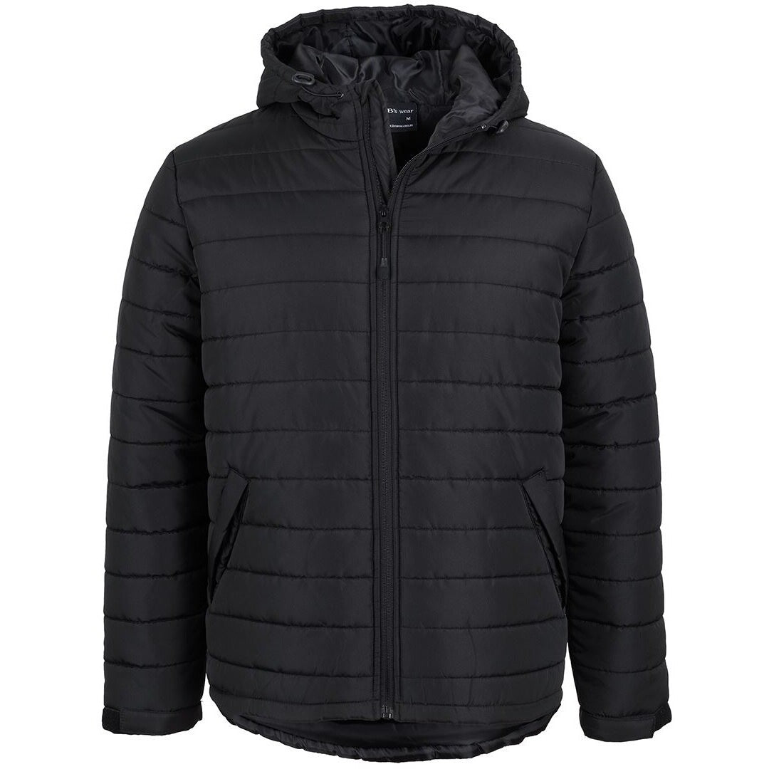 JB's Wear 3AHJ Hooded Puffer Jacket - Front View | color:Black|view:front