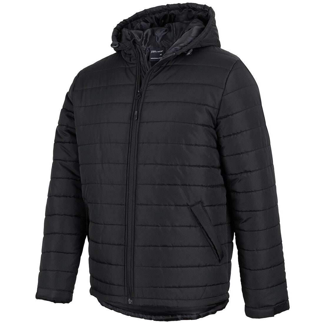 JB's Wear 3AHJ Hooded Puffer Jacket - Side View | color:Black|view:side