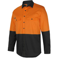 JB's Wear 6HSWL JB'S Hi Vis L/S Stretch Work Shirt - Side View | color:Orange/Black|view:side