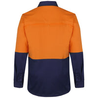 JB's Wear 6HSWL JB'S Hi Vis L/S Stretch Work Shirt - Back View | color:Orange/Navy|view:back