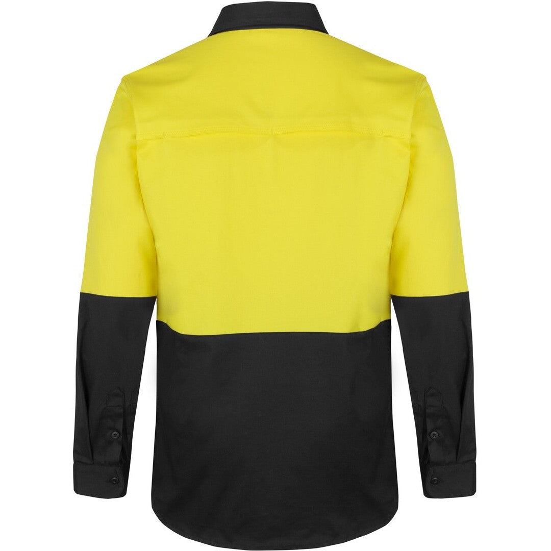 JB's Wear 6HSWL JB'S Hi Vis L/S Stretch Work Shirt - Back View | color:Yellow/Black|view:back