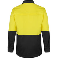 JB's Wear 6HSWL JB'S Hi Vis L/S Stretch Work Shirt - Back View | color:Yellow/Black|view:back