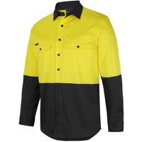 JB's Wear 6HSWL JB'S Hi Vis L/S Stretch Work Shirt - Side View | color:Yellow/Black|view:side