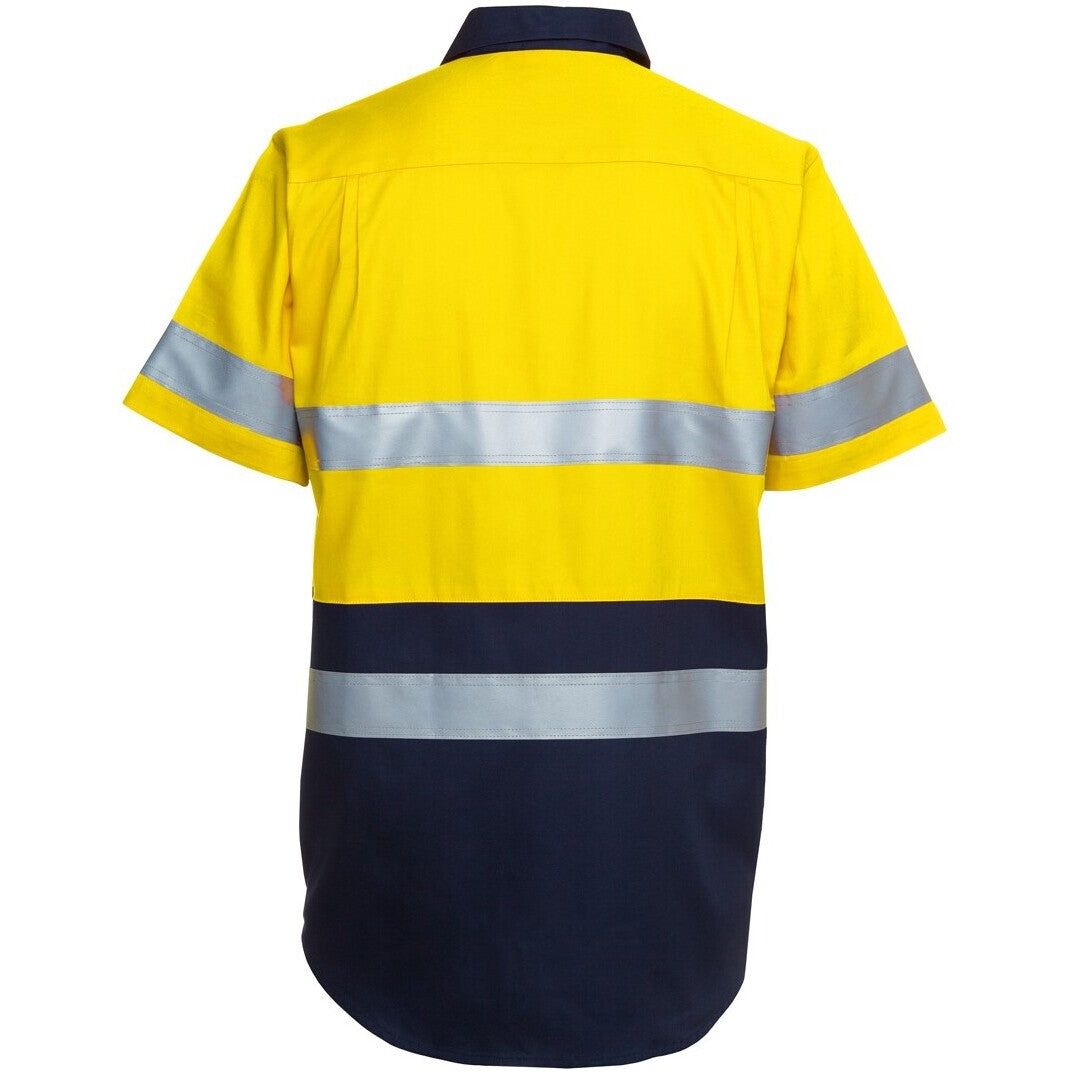 JB's Wear 6HSS JB'S Hi Vis S/S (D+N) 190G Work Shirt - Back View | color:Yellow/Navy|view:back