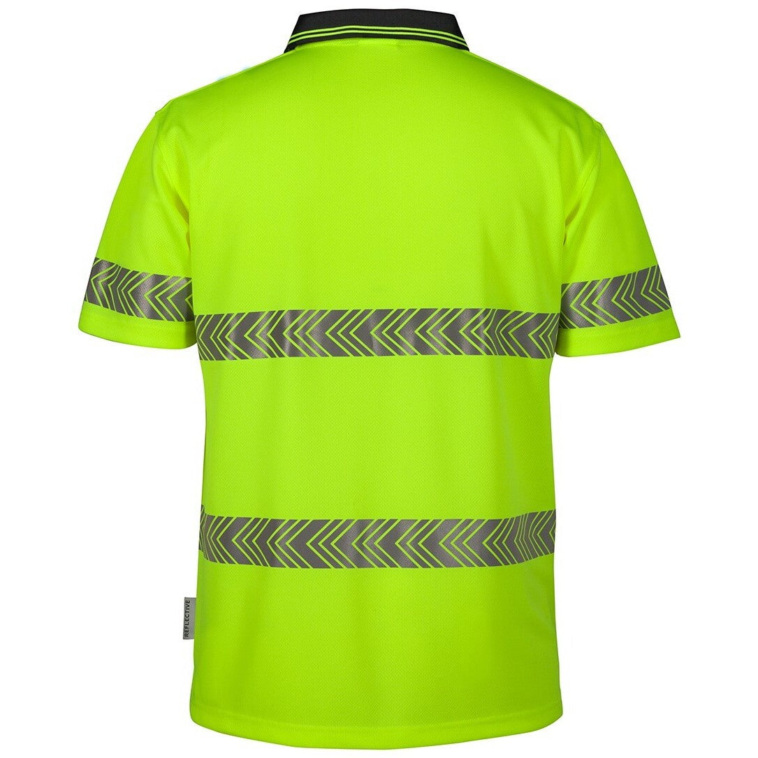 JB's Wear 6HSST JB'S Hi Vis S/S Segmented Tape Polo - Back View | color:Lime/Navy|view:back