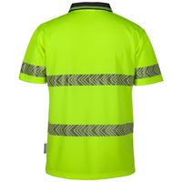 JB's Wear 6HSST JB'S Hi Vis S/S Segmented Tape Polo - Back View | color:Lime/Navy|view:back