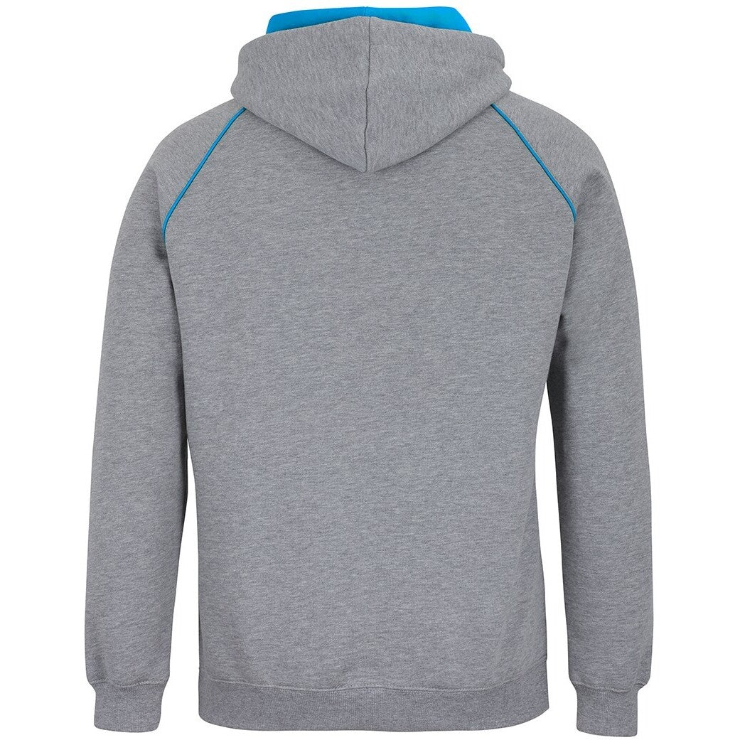 JB's Wear 3CFH Kids & Adults Contrast Fleecy Hoodie - Back View | color:13% Marle/Aqua|view:back