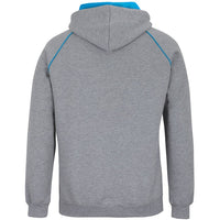 JB's Wear 3CFH Kids & Adults Contrast Fleecy Hoodie - Back View | color:13% Marle/Aqua|view:back