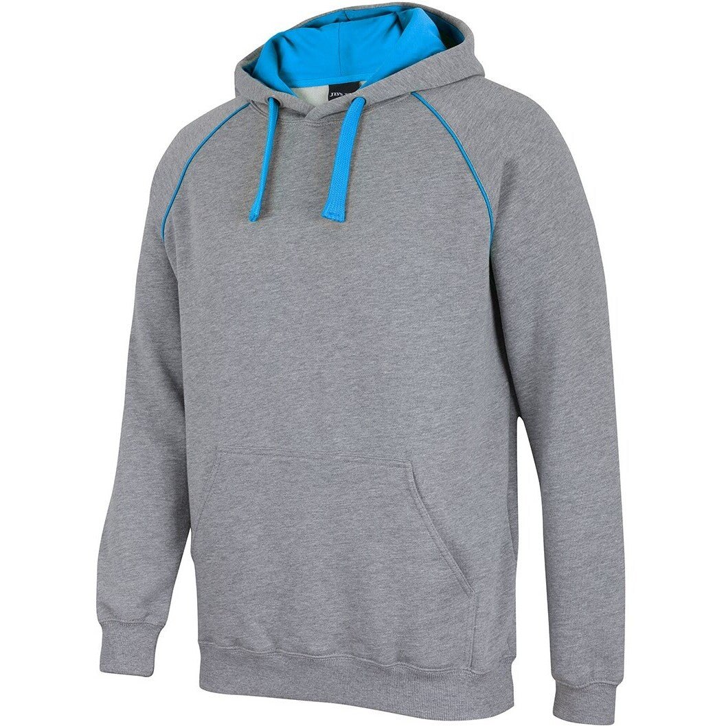 JB's Wear 3CFH Kids & Adults Contrast Fleecy Hoodie - Side View | color:13% Marle/Aqua|view:side