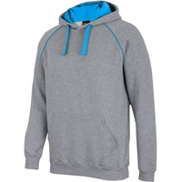 JB's Wear 3CFH Kids & Adults Contrast Fleecy Hoodie - Side View | color:13% Marle/Aqua|view:side