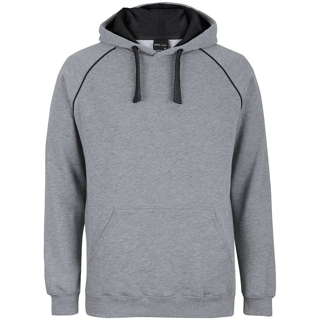 JB's Wear 3CFH Kids & Adults Contrast Fleecy Hoodie - Front View | color:13% Marle/Black|view:front
