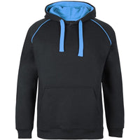 JB's Wear 3CFH Kids & Adults Contrast Fleecy Hoodie - Front View | color:Black/Aqua|view:front