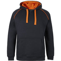 JB's Wear 3CFH Kids & Adults Contrast Fleecy Hoodie - Front View | color:Black/Orange|view:front