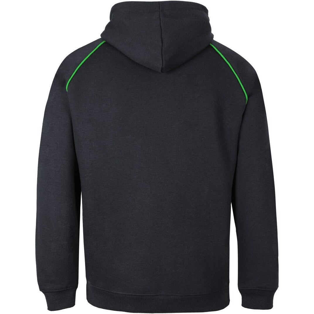 JB's Wear 3CFH Kids & Adults Contrast Fleecy Hoodie - Back View | color:Black/Pea Green|view:back