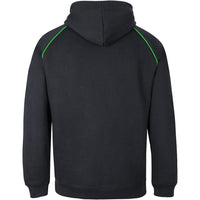 JB's Wear 3CFH Kids & Adults Contrast Fleecy Hoodie - Back View | color:Black/Pea Green|view:back