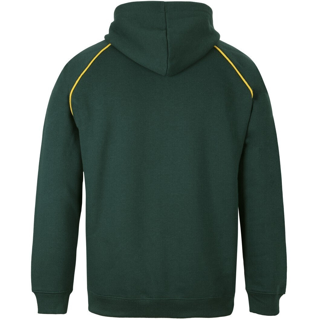 JB's Wear 3CFH Kids & Adults Contrast Fleecy Hoodie - Back View | color:Bottle/Gold|view:back