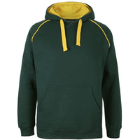 JB's Wear 3CFH Kids & Adults Contrast Fleecy Hoodie - Front View | color:Bottle/Gold|view:front