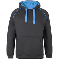 JB's Wear 3CFH Kids & Adults Contrast Fleecy Hoodie - Front View | color:Gunmetal/Aqua|view:front