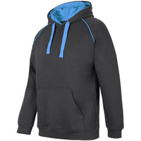 JB's Wear 3CFH Kids & Adults Contrast Fleecy Hoodie - Side View | color:Gunmetal/Aqua|view:side