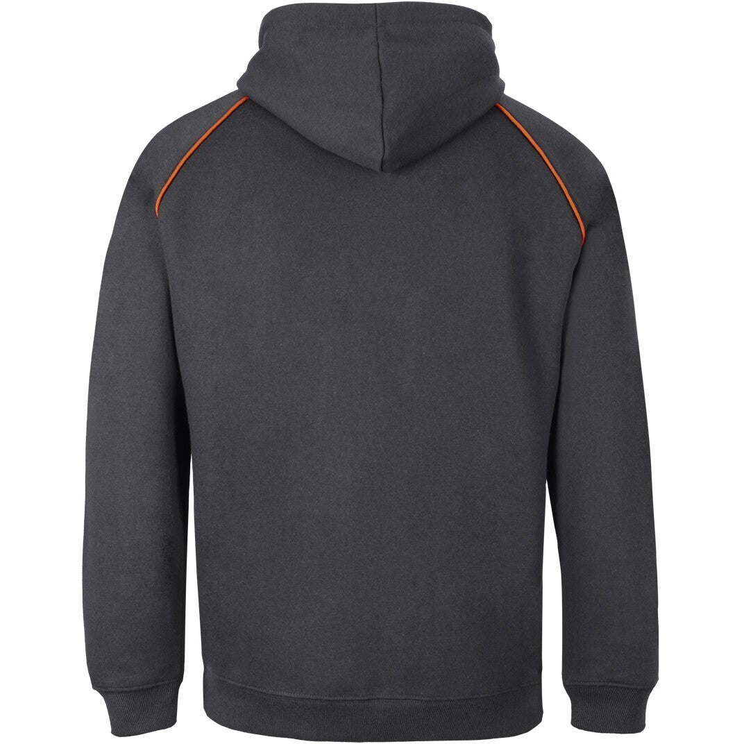 JB's Wear 3CFH Kids & Adults Contrast Fleecy Hoodie - Back View | color:Gunmetal/Orange|view:back