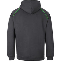 JB's Wear 3CFH Kids & Adults Contrast Fleecy Hoodie - Back View | color:Gunmetal/Pea Green|view:back
