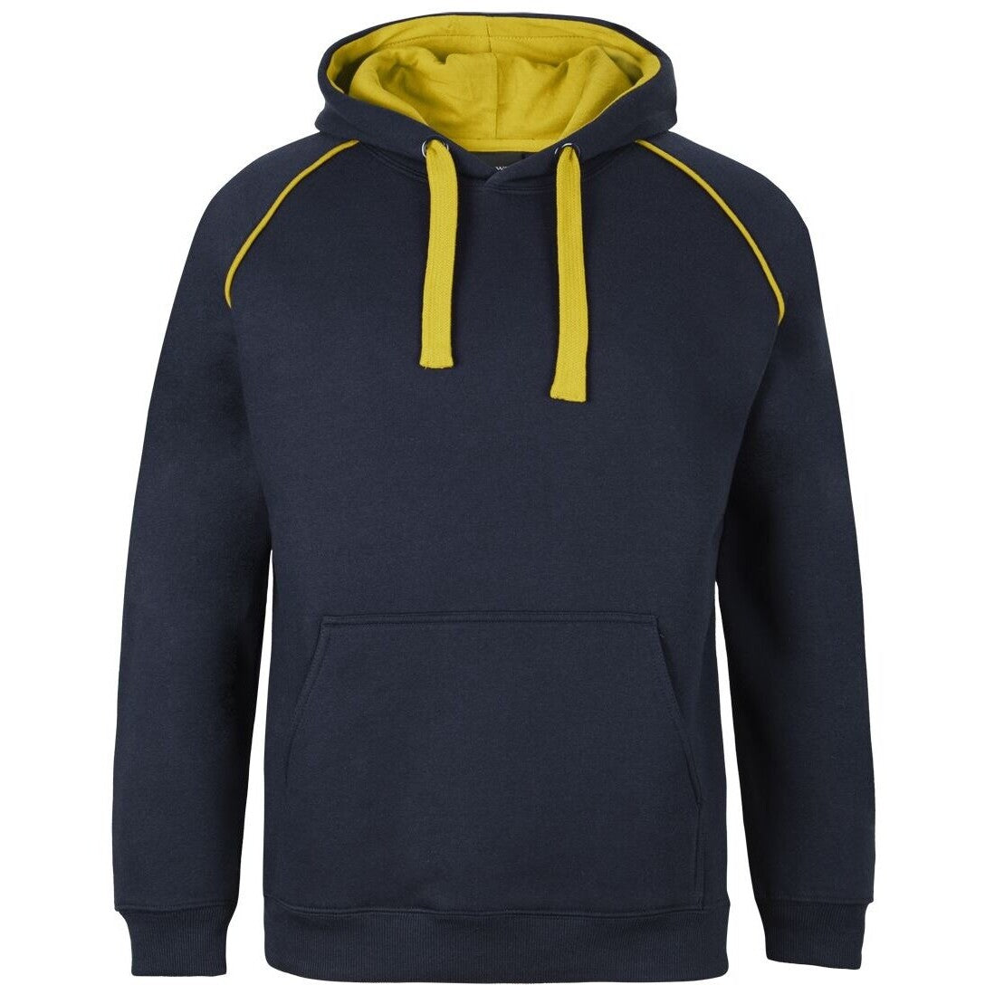 JB's Wear 3CFH Kids & Adults Contrast Fleecy Hoodie - Front View | color:Navy/Gold|view:front