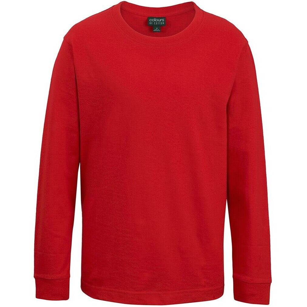 JB's Wear 1LS Kids & Adults Long Sleeve Tee - Front View | color:Red|view:front