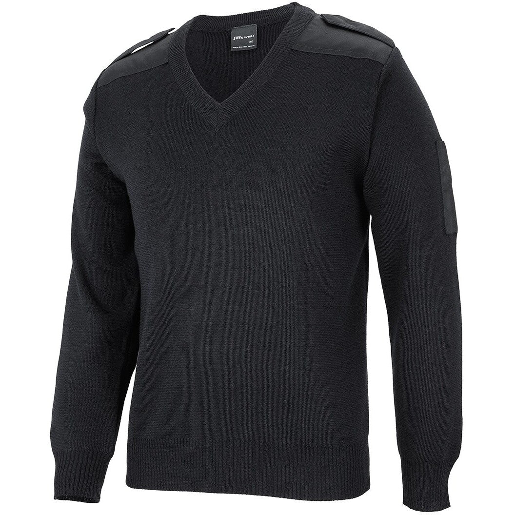 JB's Wear 6EJ Knitted Epaulette Jumper - Side View | color:Black|view:side