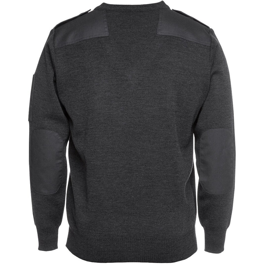 JB's Wear 6EJ Knitted Epaulette Jumper - Back View | color:Charcoal|view:back