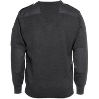 JB's Wear 6EJ Knitted Epaulette Jumper - Back View | color:Charcoal|view:back