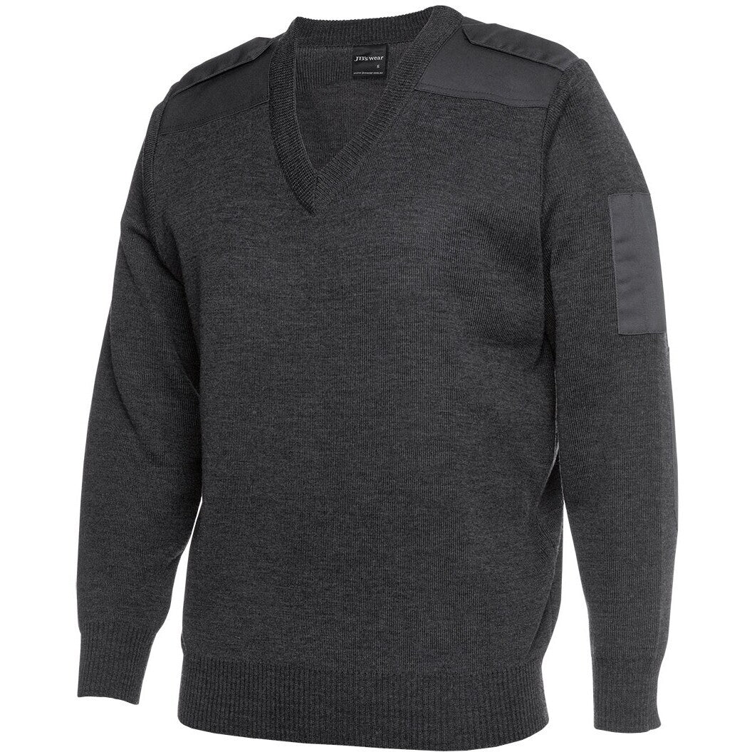 JB's Wear 6EJ Knitted Epaulette Jumper - Side View | color:Charcoal|view:side