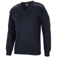 JB's Wear 6EJ Knitted Epaulette Jumper - Side View | color:Navy|view:side