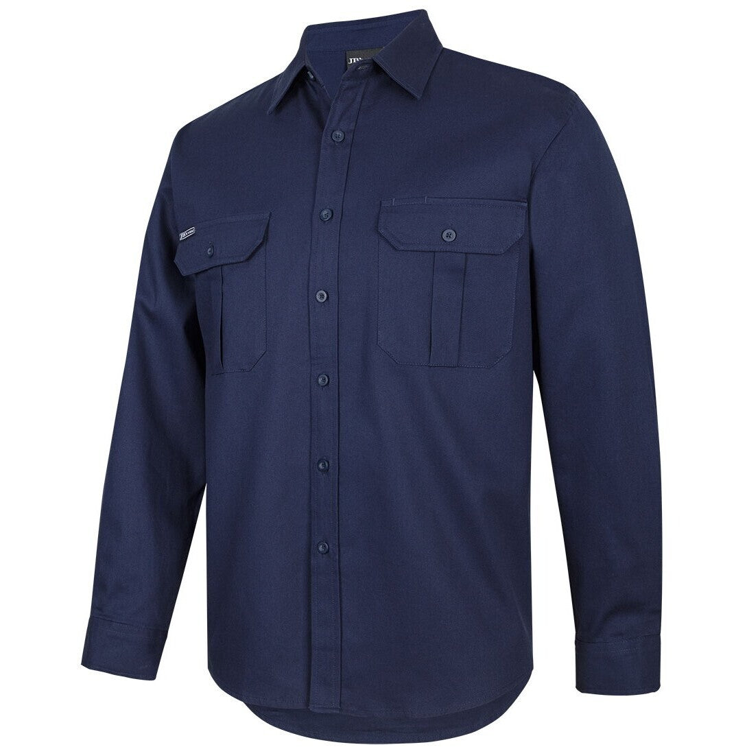 JB's Wear 6WLS L/S 190G Work Shirt - Side View | color:Navy|view:side