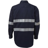 JB's Wear 6HDNL L/S 190G Work Shirt With Reflective Tape - Back View | color:Navy|view:back