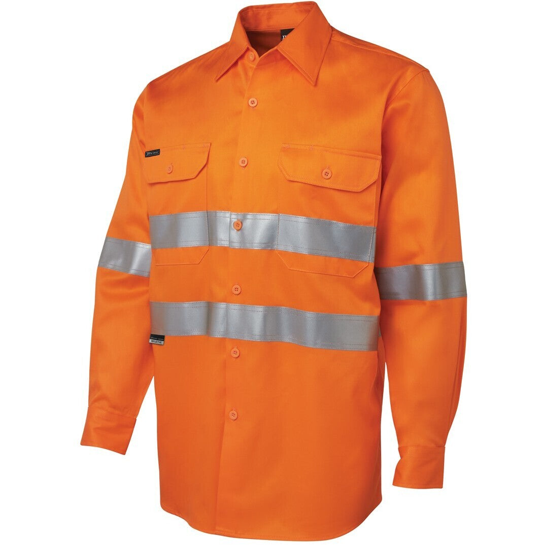 JB's Wear 6HDNL L/S 190G Work Shirt With Reflective Tape - Side View | color:Orange|view:side