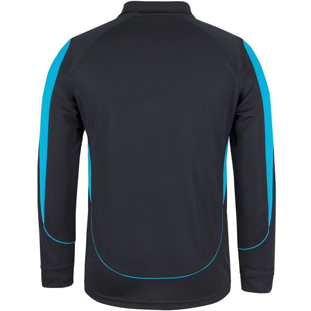 JB's Wear 7BELL L/S Bell Polo - Back View | color:Black/Aqua|view:back