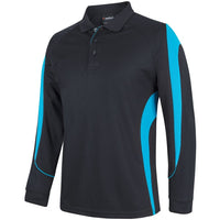 JB's Wear 7BELL L/S Bell Polo - Side View | color:Black/Aqua|view:side