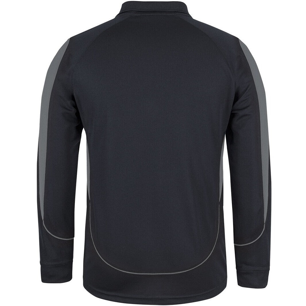 JB's Wear 7BELL L/S Bell Polo - Back View | color:Black/Charcoal|view:back
