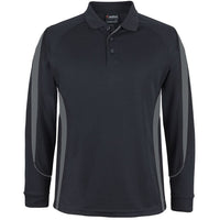 JB's Wear 7BELL L/S Bell Polo - Front View | color:Black/Charcoal|view:front