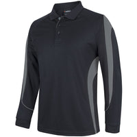 JB's Wear 7BELL L/S Bell Polo - Side View | color:Black/Charcoal|view:side
