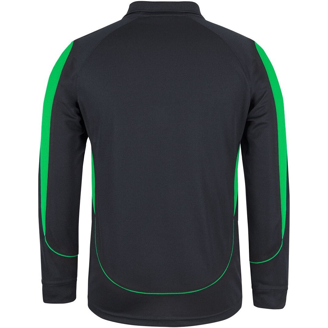 JB's Wear 7BELL L/S Bell Polo - Back View | color:Black/Pea Green|view:back