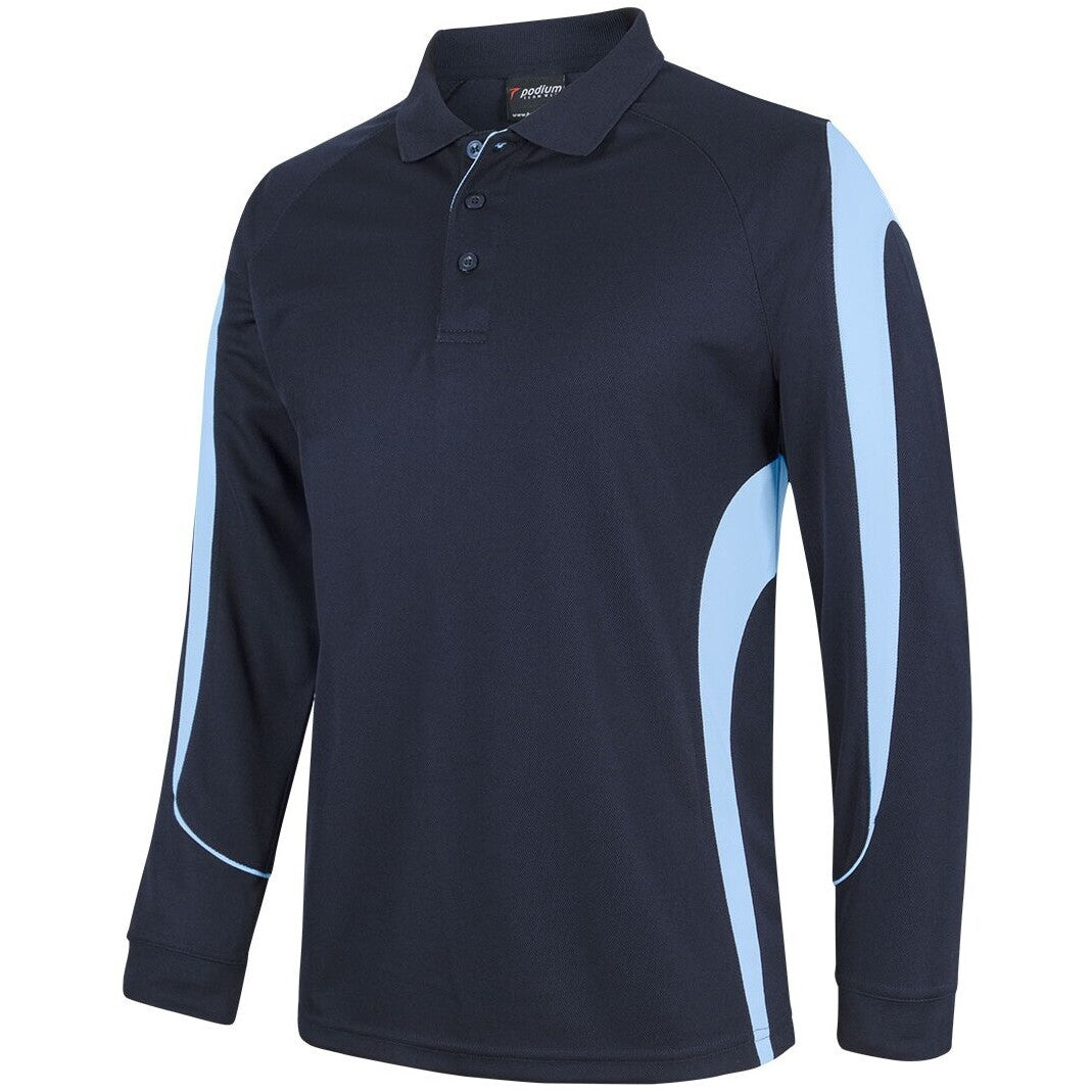 JB's Wear 7BELL L/S Bell Polo - Side View | color:Navy/Lt Blue|view:side