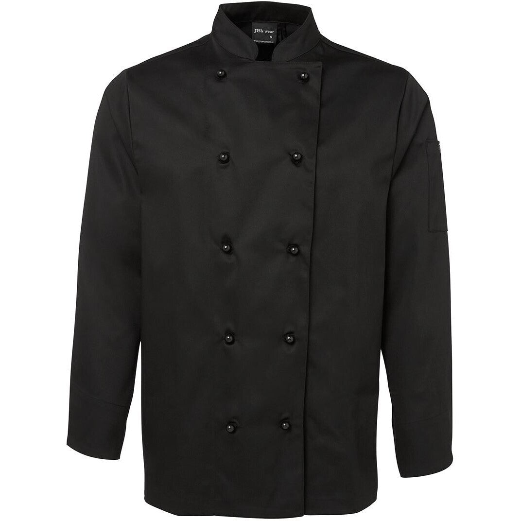 JB's Wear 5CJ L/S Chefs Jacket - Front View | color:Black|view:front