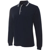 JB's Wear 210XC L/S Contrast Polo - Side View | color:Navy/White|view:side