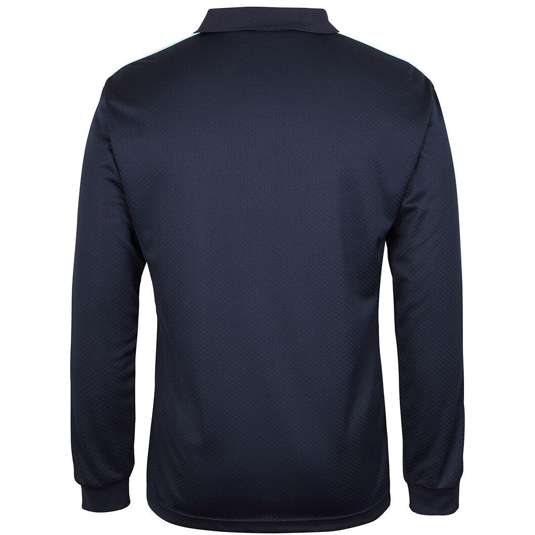 JB's Wear 7CLP L/S Cool Polo - Back View | color:Navy/Ltblue/Wht|view:back