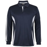JB's Wear 7CLP L/S Cool Polo - Front View | color:Navy/White/Grey|view:front