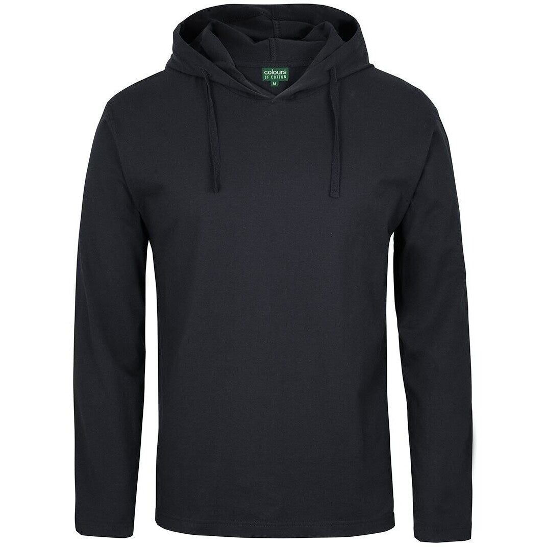 JB's Wear 1LST L/S Hooded Tee - Front View | color:Black|view:front