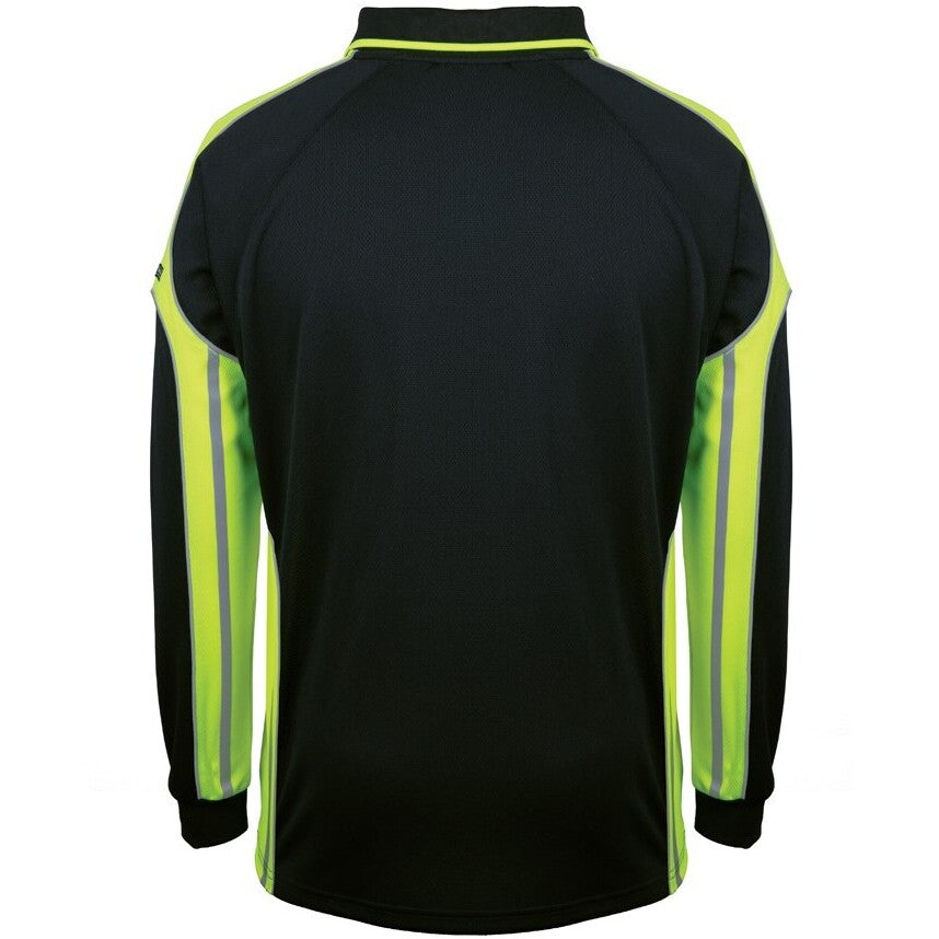 JB's Wear 6SPPL L/S Street Panel Polo - Back View | color:Black/Lime|view:back